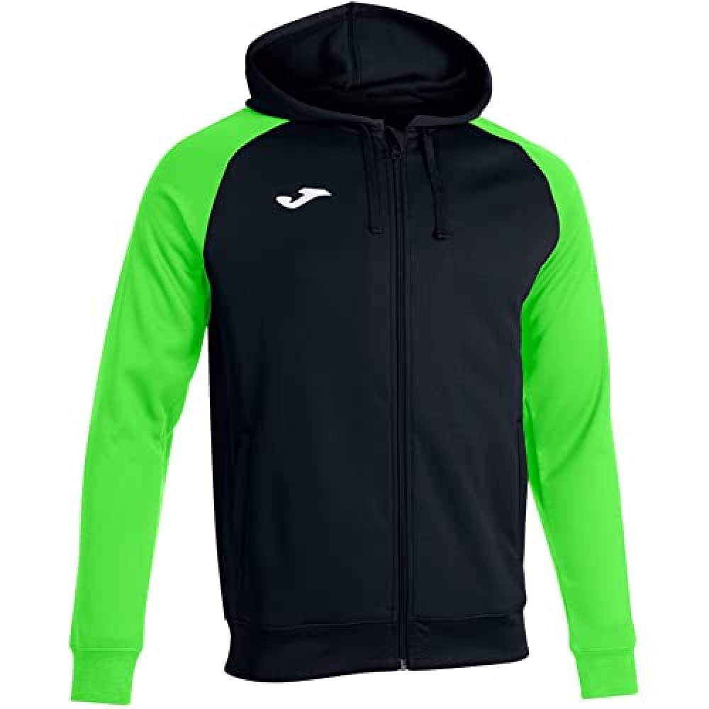 Joma Men's Academy Iv Hooded Sweatshirt, Black-Fluorescent Green, XL