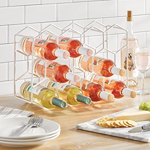 Image of Countertop Wine Rack 14 Bottle Freestanding Modern Metal Wine Rack 3 Tier Tabletop Wine Holder Stand for Cabinet Pantry Wine Bottle Storage No Assembly Required (White)