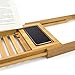 Bellasentials Bamboo Bathtub Caddy & Bathroom Organizer with Extending Sides and Adjustable Book Holder for a Customized Fit - Perfect Tray for Tub Accessories