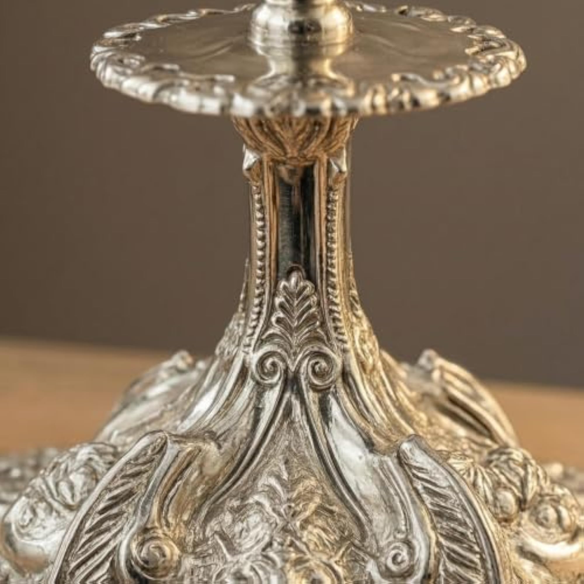 Vintage Taper Candle Holder with Embossed Base