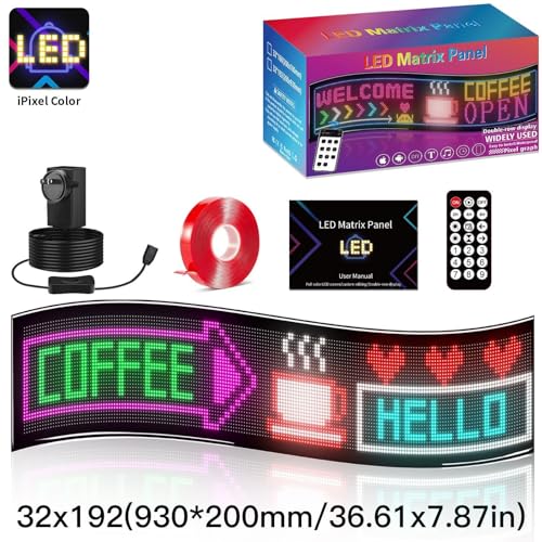 Pantalla LED programable flexible de 93x20 cm con control por aplicación y Bluetooth inalámbrico 2