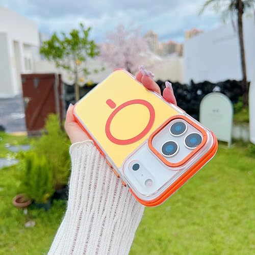 Coque iPhone 16 Pro orange antichoc et magnétique à effet laser dégradé