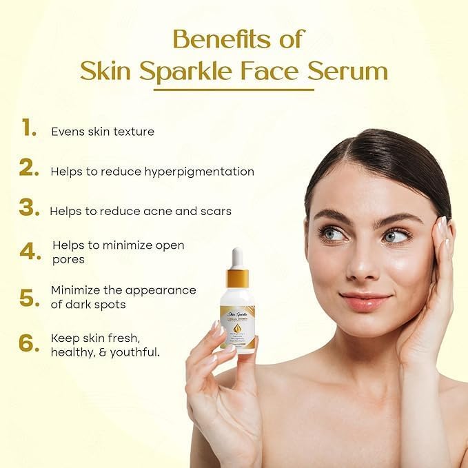 Image of Skin Sparkle Facial Serum for Glowing Skin | Brightening & Tightening Face Serum | Helps Improve Skin Texture | 99% Natural Ingredients | Paraben Free | 30ml