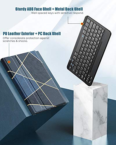 Moko Keyboard Case For Ipad Air 5Th/4Th Generation Case With Keyboard, Detachable Bluetooth Keyboard Case Support Apple Pencil 2 Charging For Ipad Air 5Th/4Th Gen 10.9-Inch, Geometric Dark Blue #TOP7