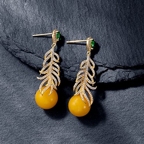 Pendientes Colgantes Damas Vintage Pendientes Elegantes Natural Beeswax Pendientes de Piedras Preciosas Tassel Largo Forma Forma Pendientes Colgantes Pendientes Mujeres