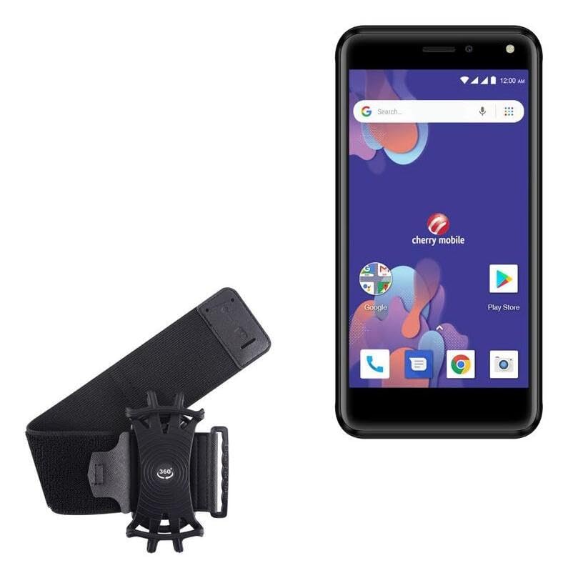 BoxWave Holster Compatible with Cherry Mobile Flare Y3 - ActiveStretch Sport Armband, Adjustable Armband for Workout and Running - Jet Black