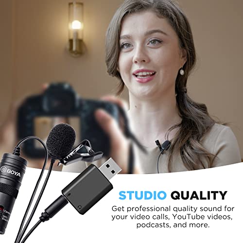 BOYA USB to 3.5mm Audio Adapter External USB Stereo Sound Card with TRRS/TRS 3-Pole 3.5mm Microphone and Headphone Jack for Windows/Mac/PC/Laptop/Desktop/PS4/PS5 by-EA2