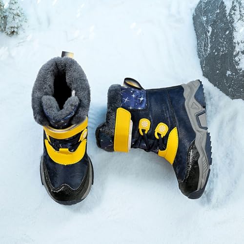 Kids Winter Snow Boots Cozy Fleece Snow Boots Toddler Non-Slip Walking Shoes Faux Fur Boys Girls Warm Outdoor Shoes4