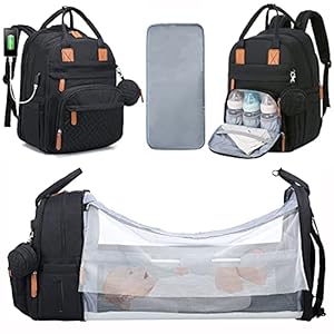 Diaper Bag Backpack Baby Bag for Girls Boys Mommy Bag with USB Charging Port for Mom Dad