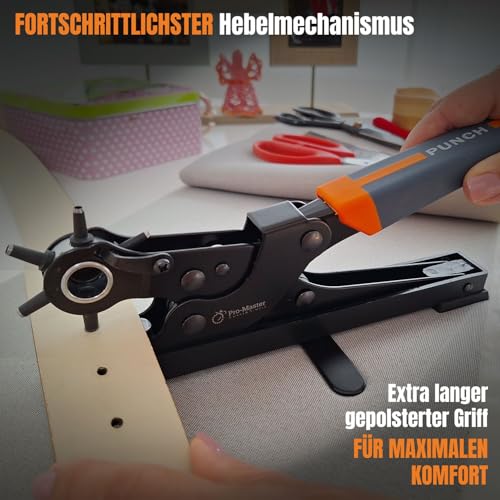 Desktop Leder Gürtel Locher Werkzeug - einfacher zu bedienen Tabletop Design für Uhrenarmband, Handtasche Gurt. Heavy Duty Kohlenstoffstahl, Präzision 6 Größen Locher für Stoff, Handwerk, einfach DIY