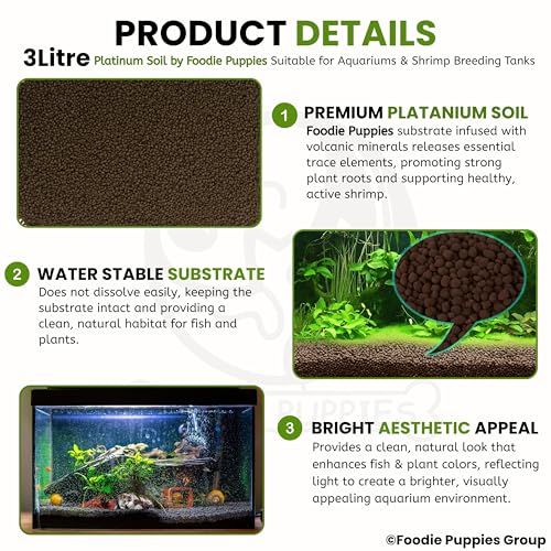 Image of Foodie Puppies Platinum Aquarium Planted and Shrimp Aquarium Substrate Plant Soil (3L, Pack of 1)