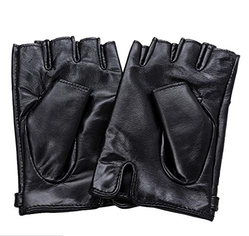 Rękawice Skórzane rękawiczki do połowy palców do jazdy rękawiczki na pół-palec kwiat czarne rękawiczki (Color : Black, Gloves Size : L)