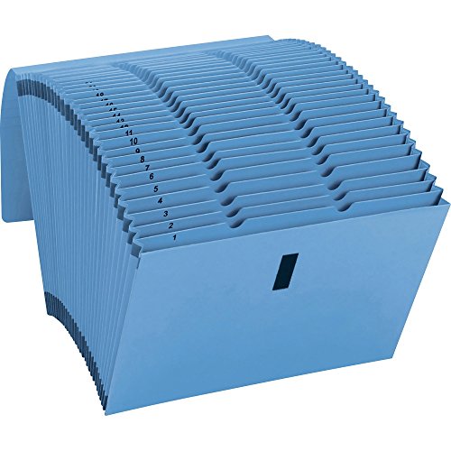 Smead Watershed/CutLess Expanding File, 31 Pockets, Daily (1-31), Flap with Hook and Loop Closure, Letter Size, Blue (70743)