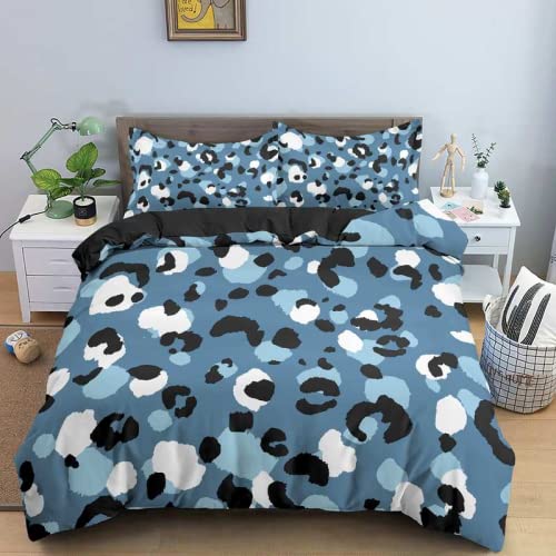 布団カバー シングル ヒョウ柄 和風寝具セット 四季適用通気性が強い防ダニ ポリエステル抗菌防臭 布団カバー(150x210cm)+ 2枕カバー(43x63cm)