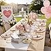 Liacere 350PCS Pink Plates Disposable-PinK Plates 50guest Baroque Plastic Dinnerware include 100Plates, 50Pack Pre Rolled Napkins with Silverware 50Cups Perfect for Wedding ＆ Easter Day