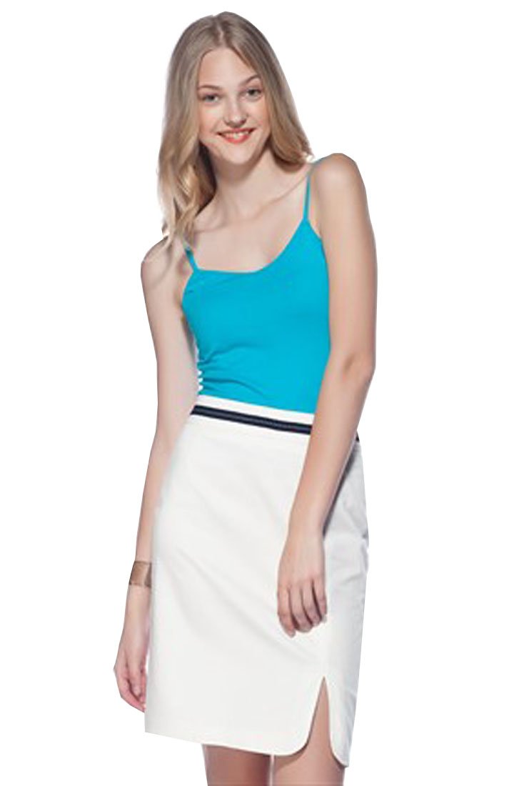 Ladies Cotton Vests Thin Strap Scoop Neck Stretch Camisole - Sizes & Colours ** (Small 38 UK-10, Sky Blue)