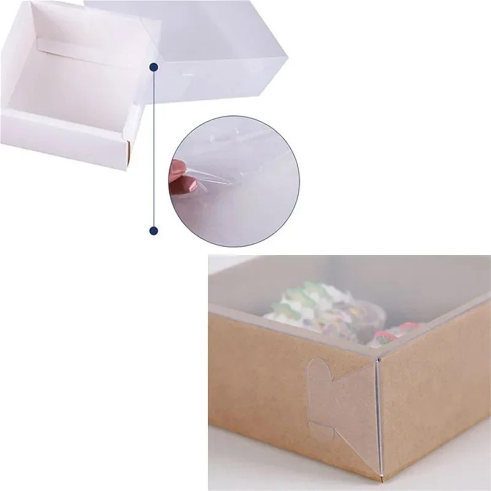Kraftpapier Box Mit Fenster 20 Stück Kraft-Geschenkbox mit transparentem PVC-Fenster