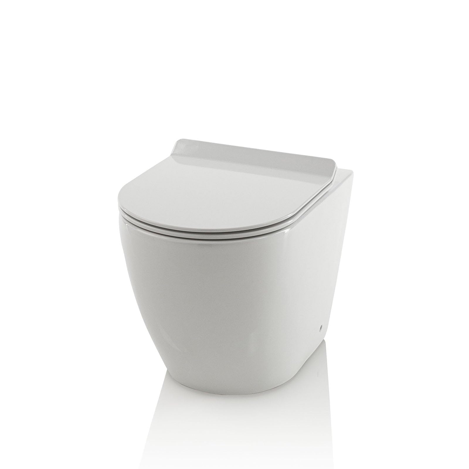 Aqa Design accessori casa wc a terra, completamente realizzato in ceramica bianca, curva tecnica non inclusa, Made in Italy, salvaspazio - Bianco - 52x36,5x40 cm