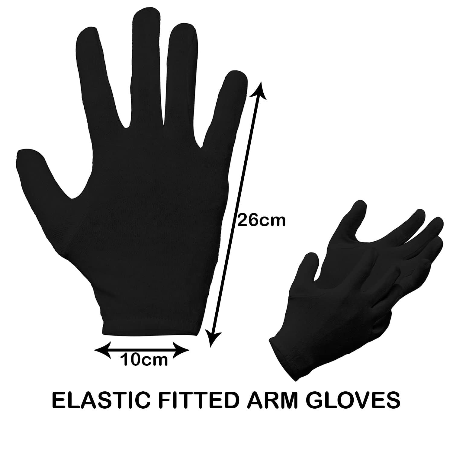 Kuber Industries Pack of 2 Pair Gloves | Cotton Summer Gloves | Protection from Sun Burns | Dust | Pollution | Unisex Adults | Black, 26 cm x 10 cm x 1 cm 1