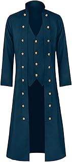 Men's Gothic Tailcoat Steampunk Jacket Medieval Frock Coat with Hood Victorian Punk Clothing Court Renaissance Halloween Costume Carnival Cosplay Uniform Tuxedo Suits Praty Medieval Coat