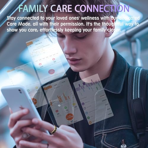 Image of Smart Health Ring for Women & Men,Fitness Tracker Ring,with Heart Rate,Sleep,Blood Oxygen, BloodPressure,HRV & Cycles,IP68 Waterproof,iOS /Android, No Subscription.(Black,8)