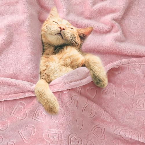 Image of BORITAR Baby Blanket with Heart Design for Girls Ultra Soft Fleece Warm and Lightweight Blankets for Infant Toddler Newborn, 30x40 Inch, Blush Pink