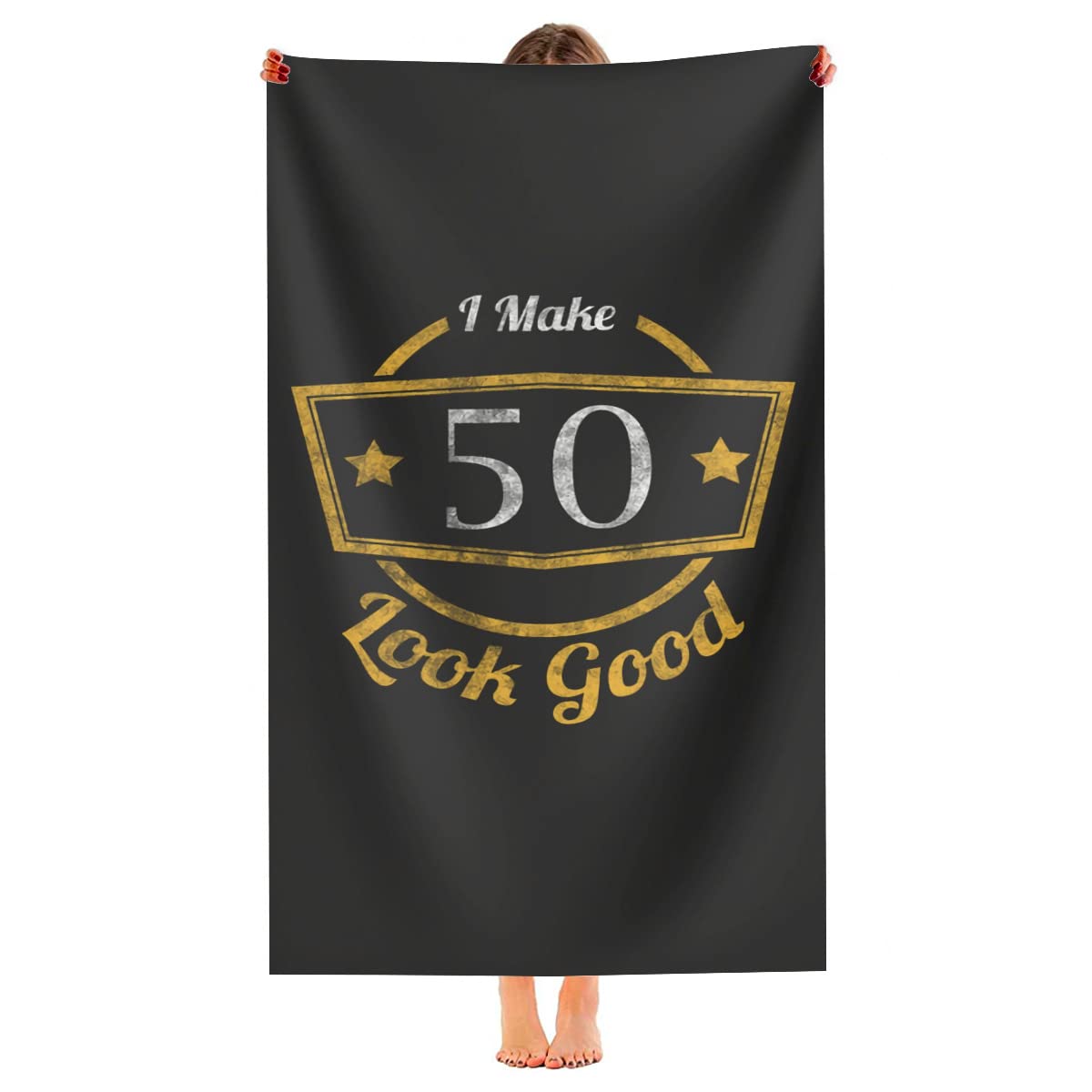 Beach Towel I Make 50 Look Good Funny 50Th Birthday Design Hand Towels Sand Free Towels Anti Frizz Bathroom Towels For Adults Children Women 80X130Cm