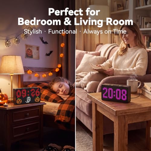 Smart pixel clock,LED alarm,APP control DIY text,Living room digital clock - Image 4