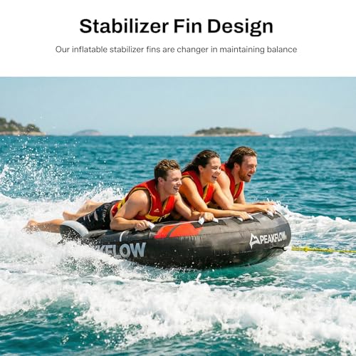 Image of PEAKFLOW Towable Tube,Boat Tube,1-3 Rider Models,Tubes for Boating,PVC Liner and Full Nylon Cover,Stable for Kids & Adults,Lake & Ocean Fun