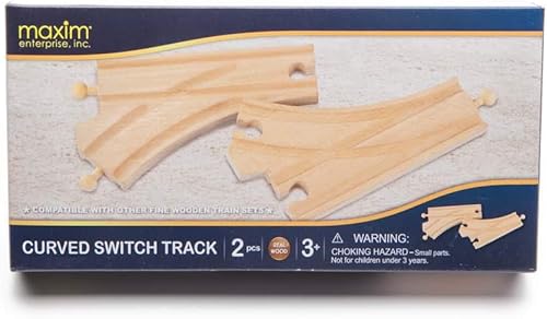 Miniatura 3 de Pistas de interruptor curvadas de madera, compatibles con Thomas & Friends, Brio, Ferrocarril de madera de la marca principal, 2 unidades