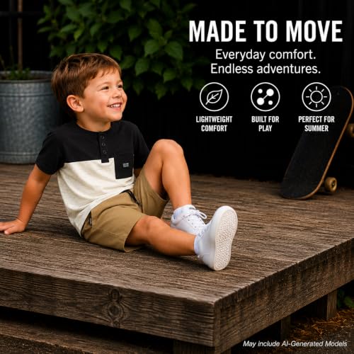 Image of Volcom Toddler Baby Boy Shorts Set - 2 Piece Short Sleeve Graphic Tees and Tech Stretch Shorts for Boys Infant Summer Clothes
