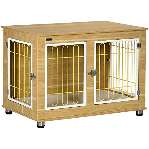 The Best Wooden Dog Crate Cover 13 PawHut Modern Large Dog Crate End Table with Soft Cushion ...