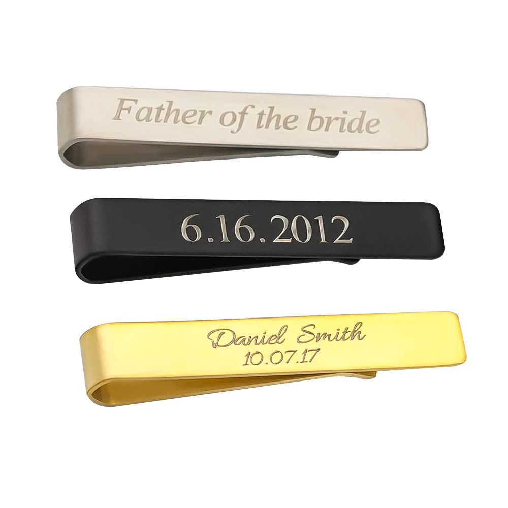 Personalized Custom Tie Clip Stainless Steel Gift for Man Husband Son Girlfriend (M)