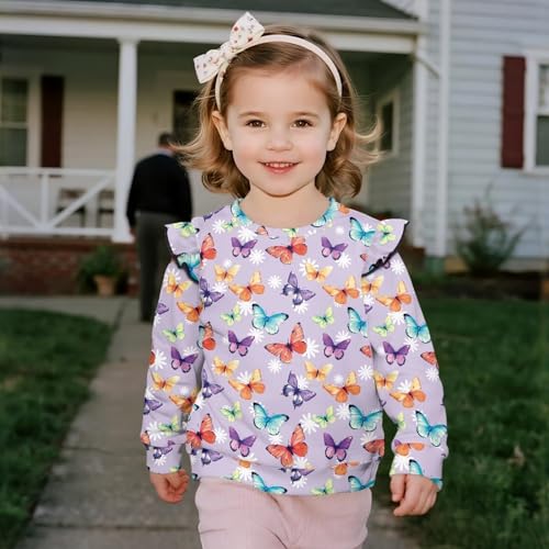 Toddler Girls Sweatshirts Casual Crewneck Pullover Long Sleeve Ruffle Sweatshirt Tops Fall Clothes for 1-8 Kids4