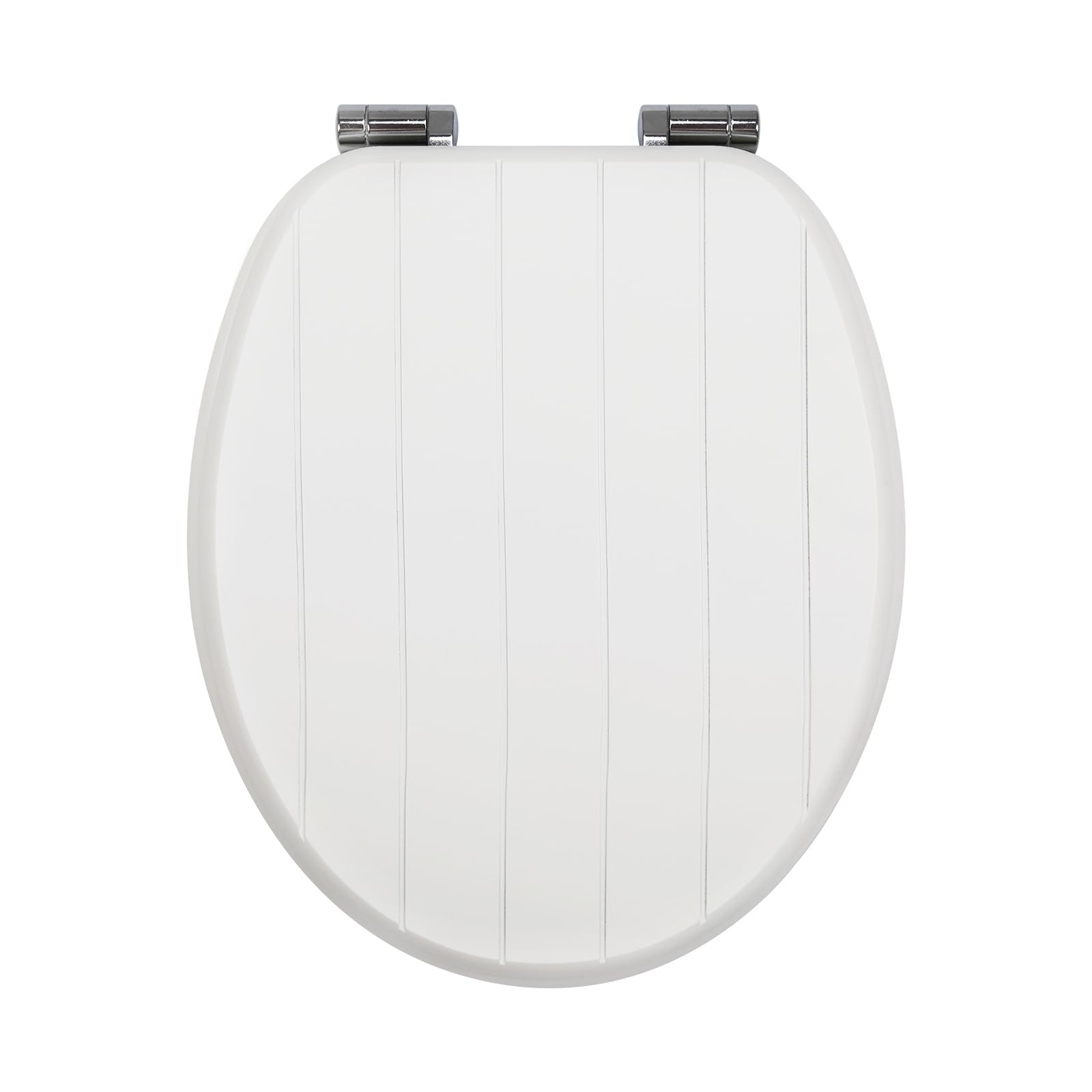 Fanmitrk Wooden Toilet Seat-Durable MDF Toilet Seat Soft Close in White(White Grain) - Image 3