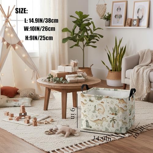 Image of Kid Cute Rectangle Storage Basket Baby Toy Clothes Storage Bin Nursery Playroom Bedroom Decor Basket (Bohemian Dinosaur)