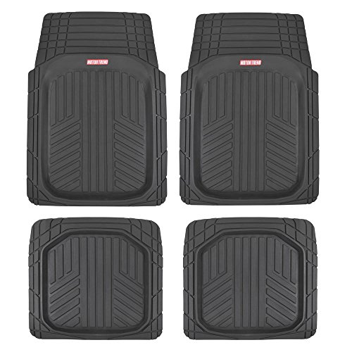 Motor Trend MT-934-BK Black Deep Dish Rubber Floor Mats, Front & Rear