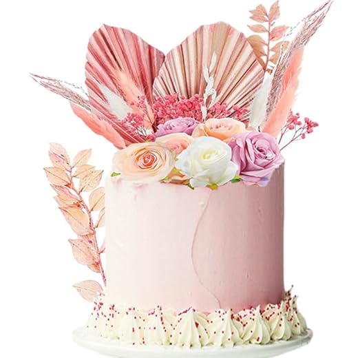 ZGCXRTO 22 Pcs Flore Bohemias Para Decoración De Tartas, Color Verde y Dorado, Hojas De Palma, Decoración Para Tartas, Decoración De Tartas Para Bodas, Cumpleaños, Baby Showers