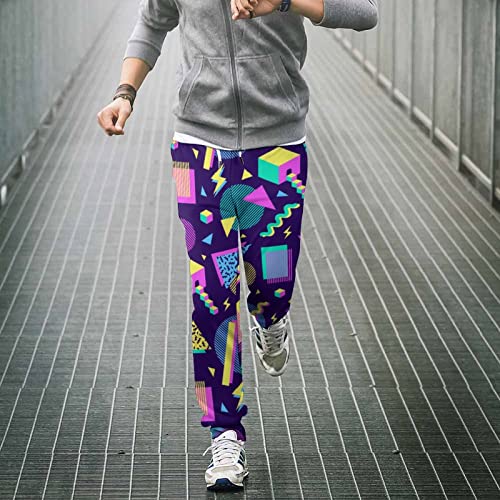 Novelty Sweatpants For Men, Retro Vintage 80S Or 90S Casual Print Lounge Pants Drawstring Athletic Jogger Trousers Workout Pants With Pockets L #TOP3