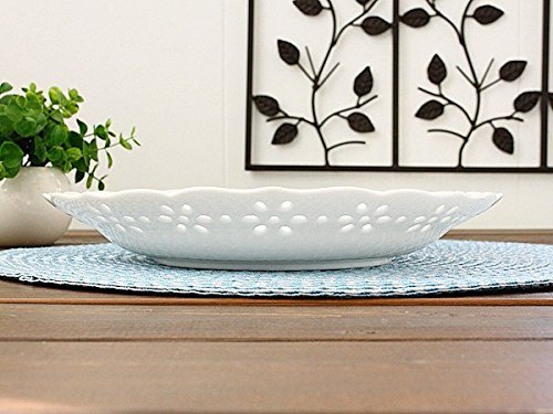 Amazon.co.jp: 白磁 透かし大皿(洋食器 お皿 プレート 大皿 盛皿