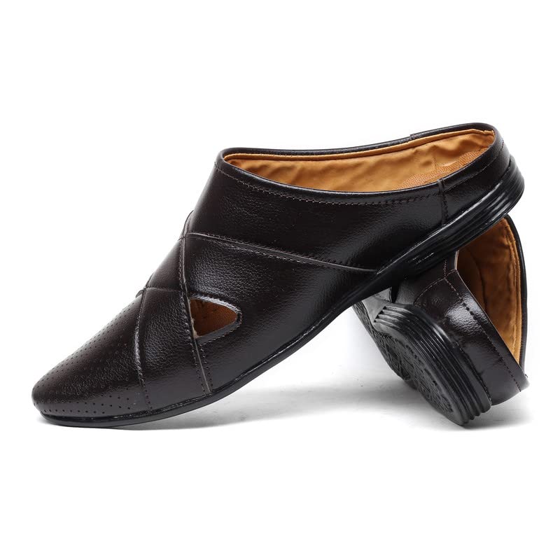Image of Zixer Summer Urban Men's Shoes Luxury Synthetic Leather Mule Loafers Men's Shoes Handmade Ultra Premium Lightweighted Daily Easy Wear Open Back Half Cut Trending Classic Slip On Shoes for Men