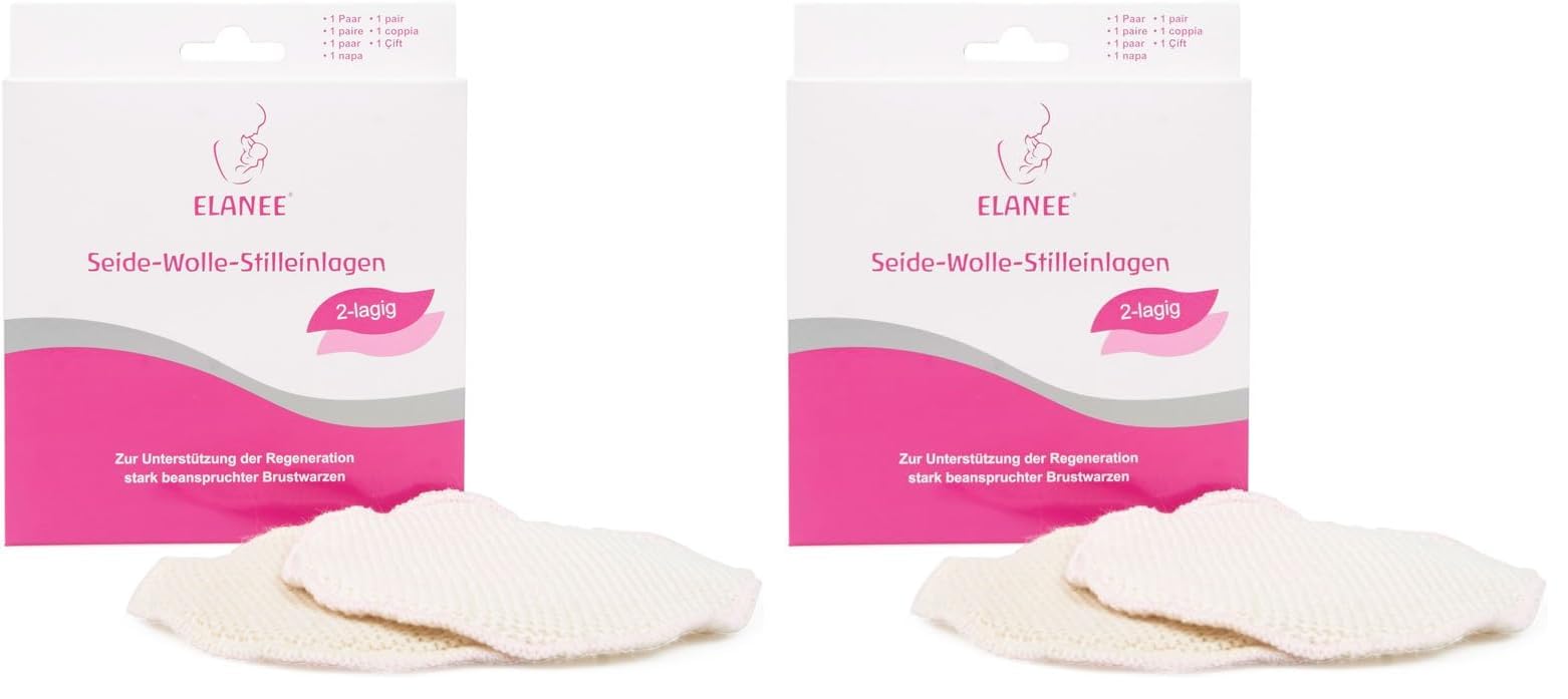 Elanee Seide-Wolle-Stilleinlagen (2-lagig) – handwaschbare Stilleinlagen – schonend für stark beanspruchte Brustwarzen, 1 Paar (211-V1) (Packung mit 2)