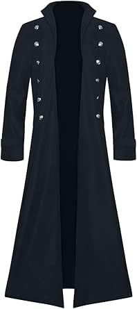 Liaddkv Long Coupe-Vent Homme Vintage Punk Gothique Rétro Vêtements Manteau Été Manteau Homme Noir, Noir , S