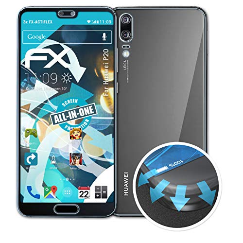 atFoliX Pelcula Protectora Compatible con Huawei P20 Protector Pelcula Ultra Claro y Flexible FX Lmina Protectora de Pantalla Set de 3