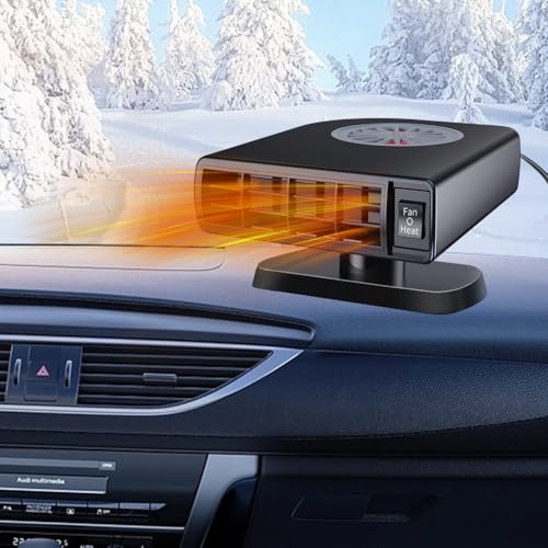PLLYPE Autoheizung, 12V 200W Heizlüfter Auto, 2 in 1 Tragbare Auto Heizung für Fahrzeuge, Stecker in Zigarettenanzünder mit 360° Drehsockel, Schnellheiz-Defroster für Wohnmobil Camper LKW PKW