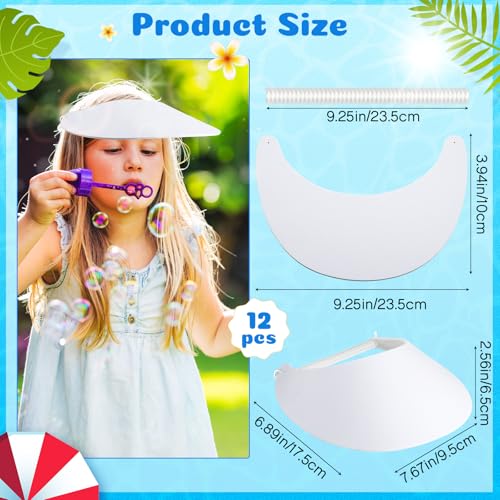 Image of 12 Pcs DIY Foam Visors Summer White Foam Visors Adjustable String DIY Craft for Beach Pool Golf Tennis Outdoor