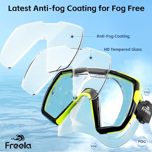 Image of Freela Adult Swim Goggles Mask Tempered Glass Anti Fog Waterproof 180Clear