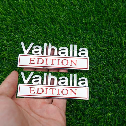 Image of Pair Set Vikings Valhalla Edition Emblem 3D Fender Badge Decal BumperSticker Nameplate for Universal Vehicle, Car, Truck, SUV Motorcycle Accessories Viking Seasons (Silver Red)