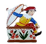 Maße: H. 4,5 cm, B. 4,0 cm Zinngeschenke Kasperletheater, Kasperle in der Dose von Hand bemalt zum hängen aus Zinn. Zinnfigur, Zinnfiguren bemalt (HxB) 4,5 x 4,0 cm