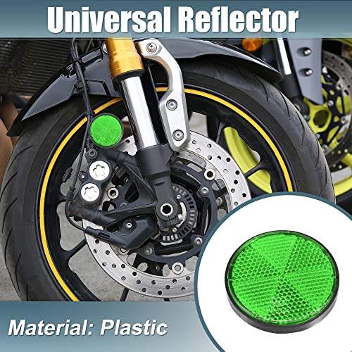 Image of X AUTOHAUX 8 Pcs Round Rear Reflectors Screw on for Cars Trailer Motorcycle | Green, Safety spoke reflective gate posts reflector, for Trucks Boat Bicycle Bike